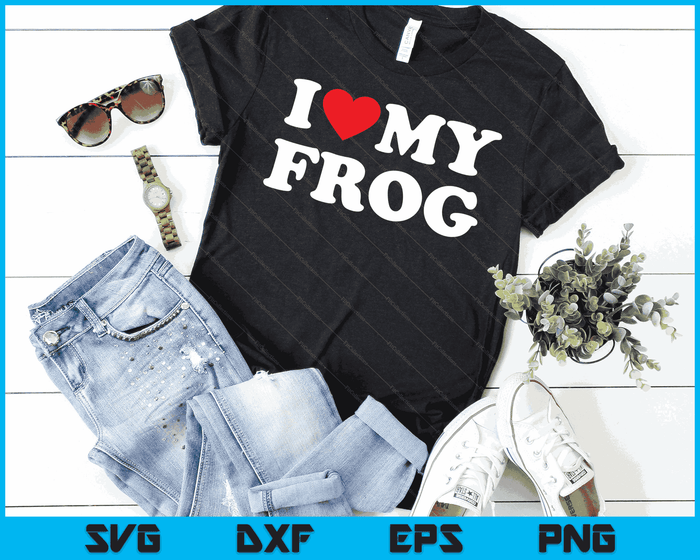 I Love My Frog with Heart SVG PNG Digital Cutting Files