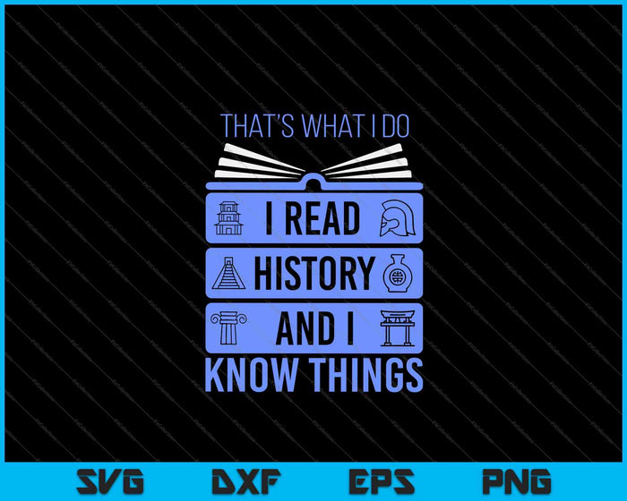 I Read History and Know Things Cute Book Lovers Gift SVG PNG Cutting Printable Files