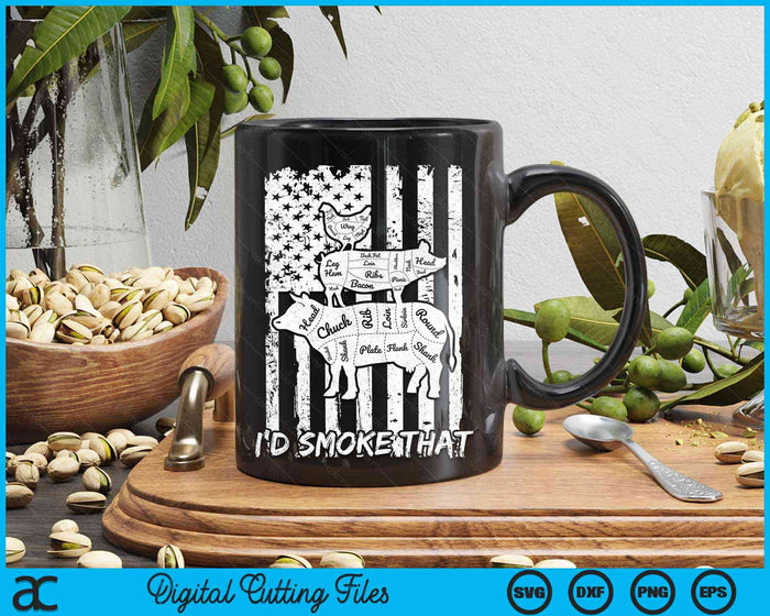 I'd Smoke That Funny Retro BBQ Party Smoker Chef Dad SVG PNG Digital Cutting Files I'd Smoke That Funny Retro BBQ Party Smoker Chef Dad SVG PNG Digital Cutting Files