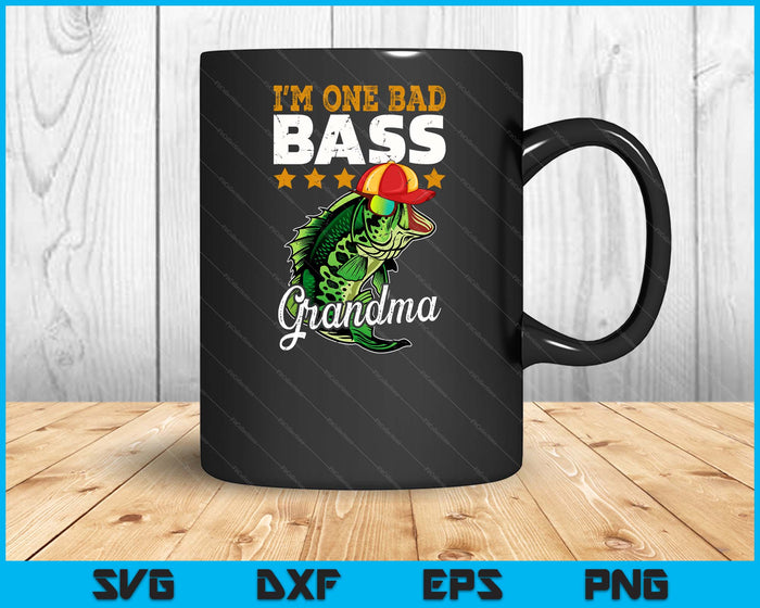 I'm One Bad Bass Grandma Bass Fishing SVG PNG Digital Printable Files I'm One Bad Bass Grandma Bass Fishing SVG PNG Digital Printable Files
