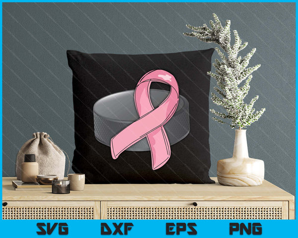 Ice Hockey Pink Ribbon Breast Cancer Awareness Sport Lover SVG PNG Digital Cutting Files