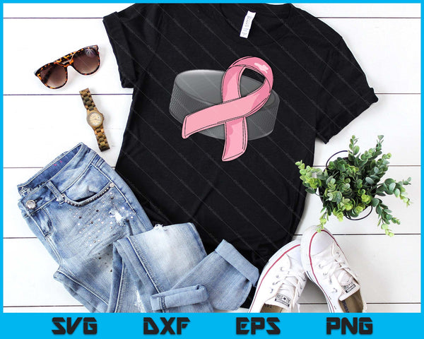 Ice Hockey Pink Ribbon Breast Cancer Awareness Sport Lover SVG PNG Digital Cutting Files