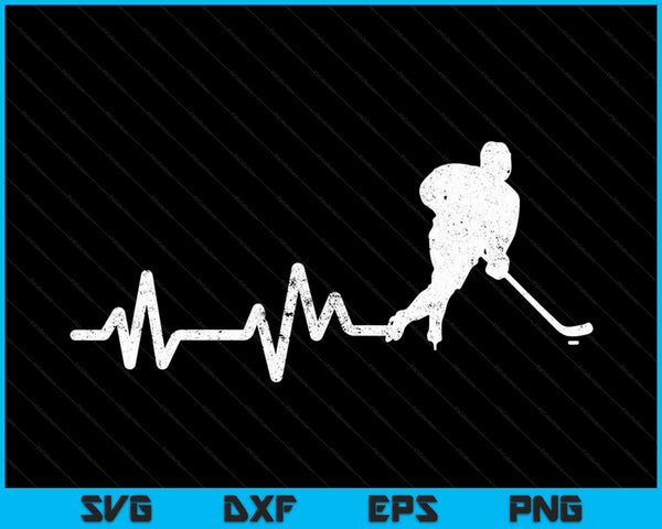 Ice Hockey Player Heartbeat SVG PNG Cutting Printable Files
