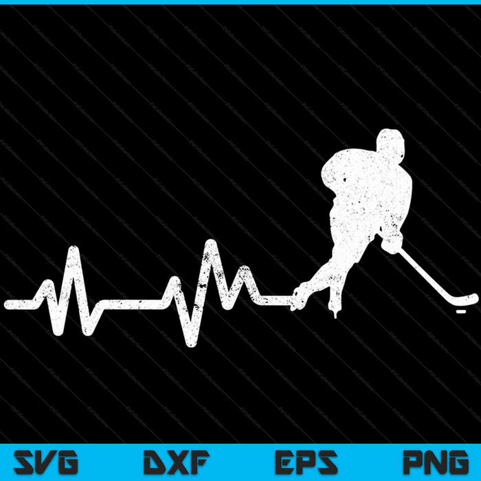 Ice Hockey Player Heartbeat SVG PNG Cutting Printable Files