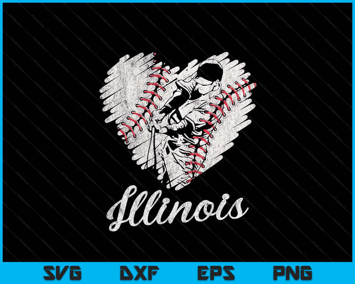 Illinois Baseball Heart Distressed Vintage Baseball Fans SVG PNG Digital Printable Files Illinois Baseball Heart Distressed Vintage Baseball Fans SVG PNG Digital Printable Files