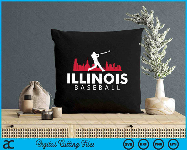 Illinois Baseball Vintage Minimalist Retro Baseball Lover SVG PNG Digital Printable Files