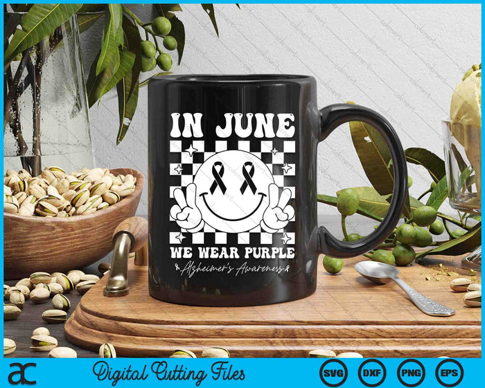 In June We Wear Purple Alzheimer's Awareness Groovy Smile SVG PNG Digital Cutting Files In June We Wear Purple Alzheimer's Awareness Groovy Smile SVG PNG Digital Cutting Files