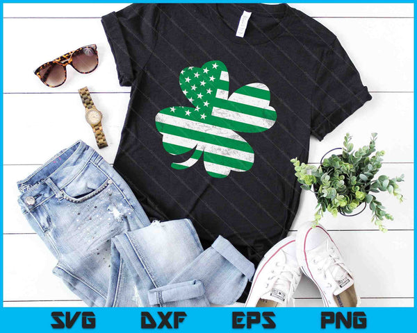 Irish American Flag Vintage Shamrock St Patricks Day SVG PNG Digital Printable Files