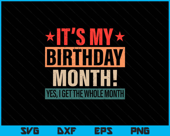 It Is My Birthday Yes The Whole Month Birthday SVG PNG Digital Printable Files It Is My Birthday Yes The Whole Month Birthday SVG PNG Digital Printable Files