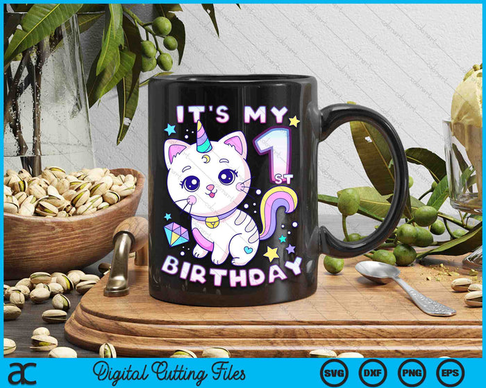 It's My 1st Birthday Unicorn Birthday Girl 1 Years Old SVG PNG Digital Printable Files