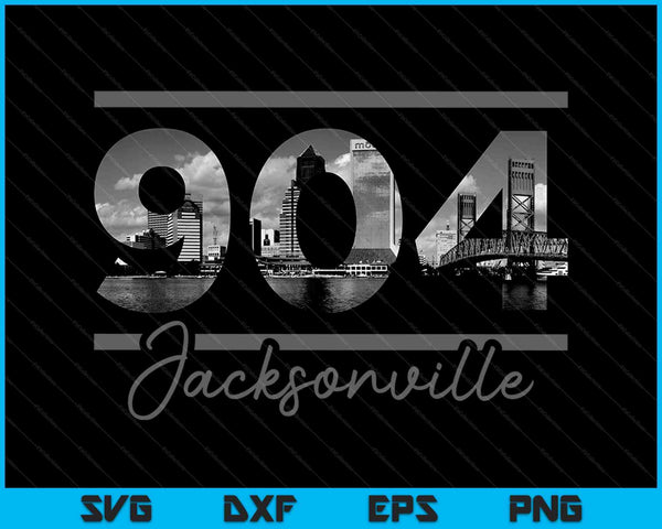 Jacksonville 904 Area Code Skyline Florida Vintage SVG PNG Cutting Printable Files