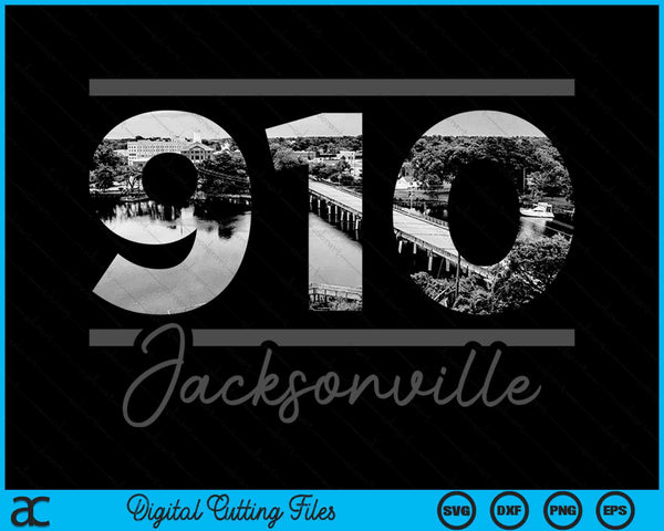 Jacksonville 910 Area Code Skyline North Carolina Vintage SVG PNG Digital Cutting Files