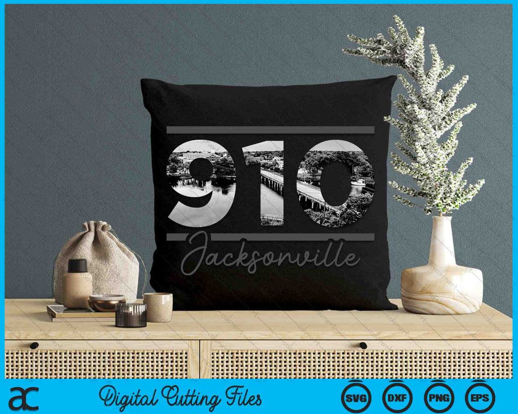Jacksonville 910 Area Code Skyline North Carolina Vintage SVG Files