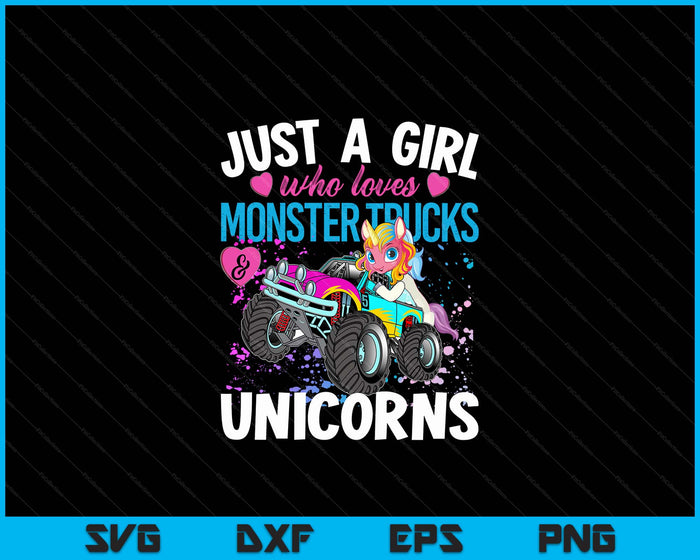 Just A Girl Who Loves Monster Trucks And Unicorns Girls Gift SVG PNG Digital Printable Files Just A Girl Who Loves Monster Trucks And Unicorns Girls Gift SVG PNG Digital Printable Files