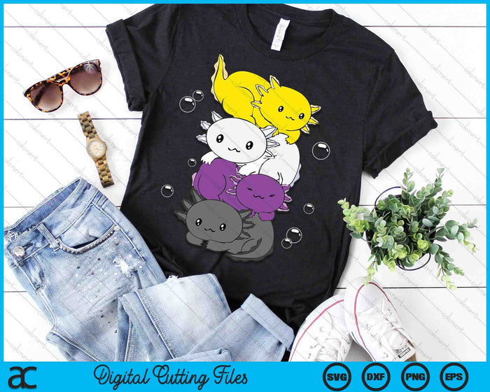 Kawaii Axolotl Pile Nonbinary Flag LGBTQ SVG PNG Digital Cutting Files Kawaii Axolotl Pile Nonbinary Flag LGBTQ SVG PNG Digital Cutting Files