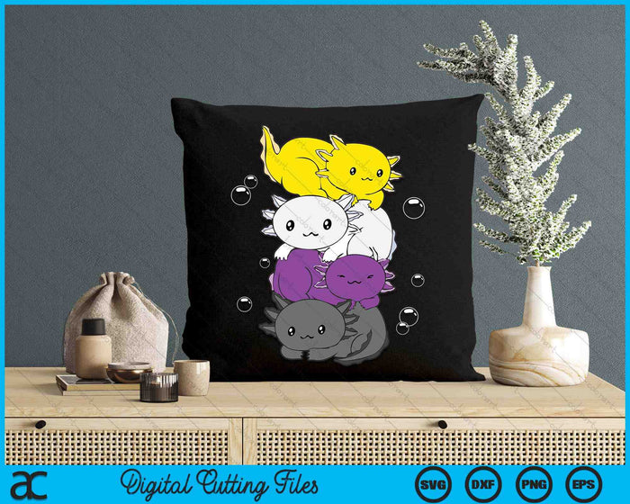 Kawaii Axolotl Pile Nonbinary Flag LGBTQ SVG PNG Digital Cutting Files Kawaii Axolotl Pile Nonbinary Flag LGBTQ SVG PNG Digital Cutting Files
