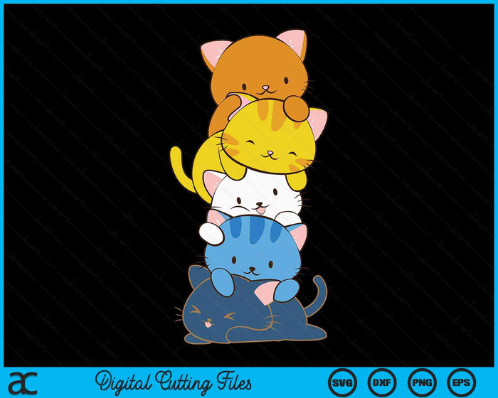 Kawaii Cat Pile Aroace Pride Flag SVG PNG Digital Cutting Files Kawaii Cat Pile Aroace Pride Flag SVG PNG Digital Cutting Files
