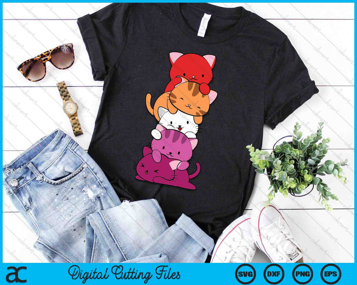 Kawaii Cat Pile Orange Pink Lesbian Pride SVG PNG Digital Cutting Files Kawaii Cat Pile Orange Pink Lesbian Pride SVG PNG Digital Cutting Files