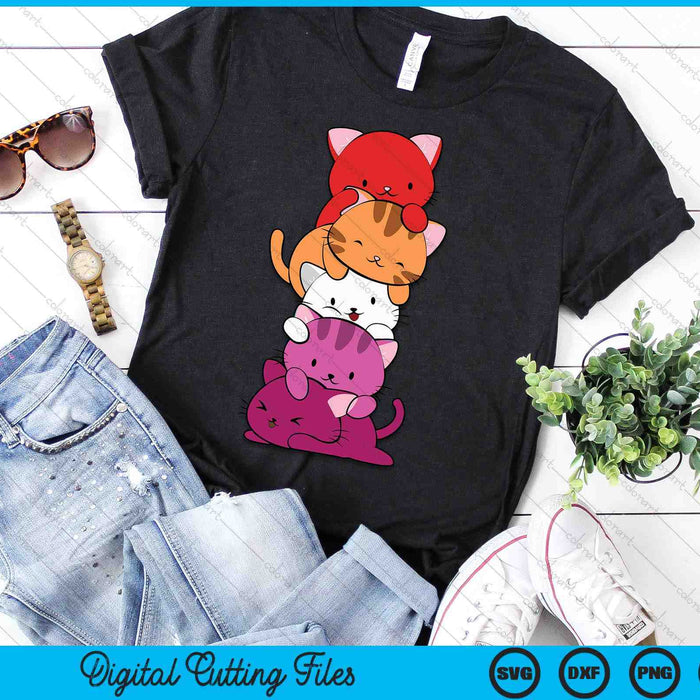 Kawaii Cat Pile Orange Pink Lesbian Pride SVG PNG Digital Cutting Files Kawaii Cat Pile Orange Pink Lesbian Pride SVG PNG Digital Cutting Files