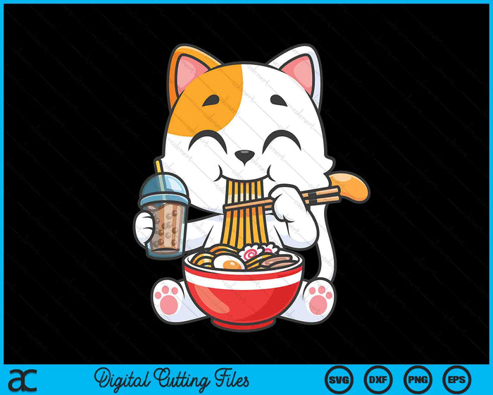 Kawaii Cat Ramen Noodles Anime Neko Japanese Manga Otaku SVG PNG Digital Cutting Files Kawaii Cat Ramen Noodles Anime Neko Japanese Manga Otaku SVG PNG Digital Cutting Files