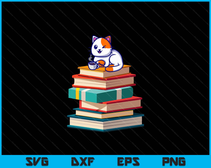 Kawaii Cat T Coffee Books Teacher Women's SVG PNG Digital Cutting File Kawaii Cat T Coffee Books Teacher Women's SVG PNG Digital Cutting File