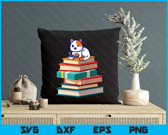 Kawaii Cat T Coffee Books Teacher Women's SVG PNG Digital Cutting File Kawaii Cat T Coffee Books Teacher Women's SVG PNG Digital Cutting File