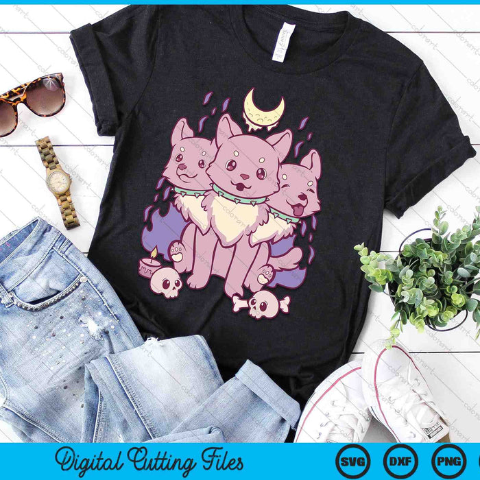 Kawaii Pastel Goth Cute Creepy 3 Headed Dog SVG PNG Digital Cutting Files Kawaii Pastel Goth Cute Creepy 3 Headed Dog SVG PNG Digital Cutting Files