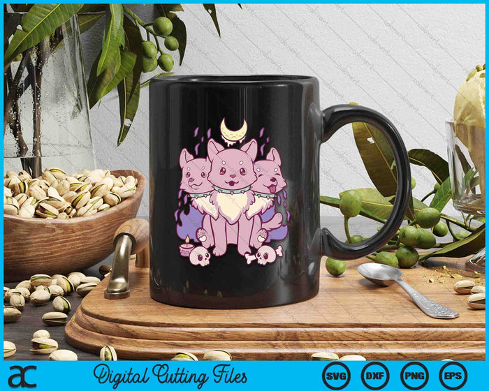 Kawaii Pastel Goth Cute Creepy 3 Headed Dog SVG PNG Digital Cutting Files Kawaii Pastel Goth Cute Creepy 3 Headed Dog SVG PNG Digital Cutting Files