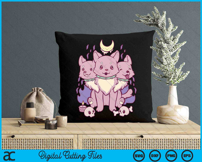 Kawaii Pastel Goth Cute Creepy 3 Headed Dog SVG PNG Digital Cutting Files Kawaii Pastel Goth Cute Creepy 3 Headed Dog SVG PNG Digital Cutting Files