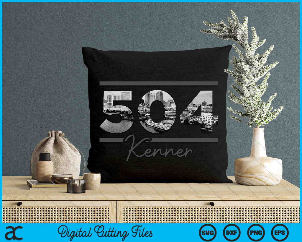 Kenner 504 Area Code Skyline Louisiana Vintage SVG PNG Cutting Files