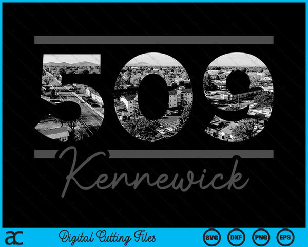 Kennewick 509 Area Code Skyline Washington Vintage SVG PNG Digital Cutting Files