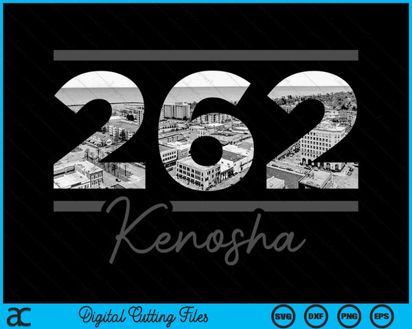 Kenosha 262 Area Code Skyline Wisconsin Vintage SVG PNG Digital Cutting Files