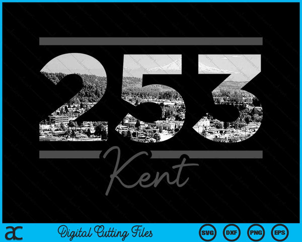 Kent 253 Area Code Skyline Washington Vintage SVG PNG Digital Cutting Files