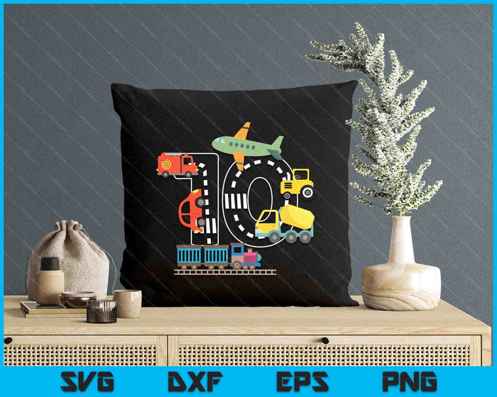 Kids 10 Year Old Transportation Birthday Car Train Plane 10th SVG PNG Digital Printable Files Kids 10 Year Old Transportation Birthday Car Train Plane 10th SVG PNG Digital Printable Files