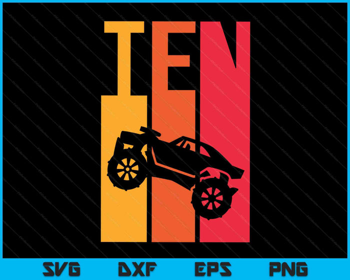 Kids 10th Birthday Retro Monster Truck SVG PNG Digital Cutting Files Kids 10th Birthday Retro Monster Truck SVG PNG Digital Cutting Files