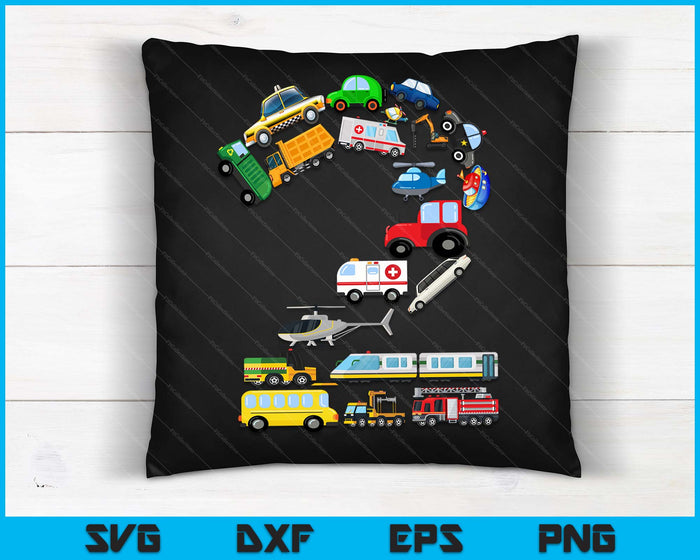 Kids 2nd Birthday For Boys Cars Vehicles Fire Truck Airplane SVG PNG Digital Cutting Files Kids 2nd Birthday For Boys Cars Vehicles Fire Truck Airplane SVG PNG Digital Cutting Files