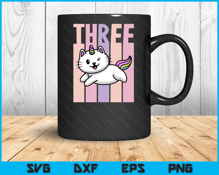 Kids 3 Year Old Cute Caticorn Cat Unicorn Birthday Girl SVG PNG Digital Printable Files Kids 3 Year Old Cute Caticorn Cat Unicorn Birthday Girl SVG PNG Digital Printable Files