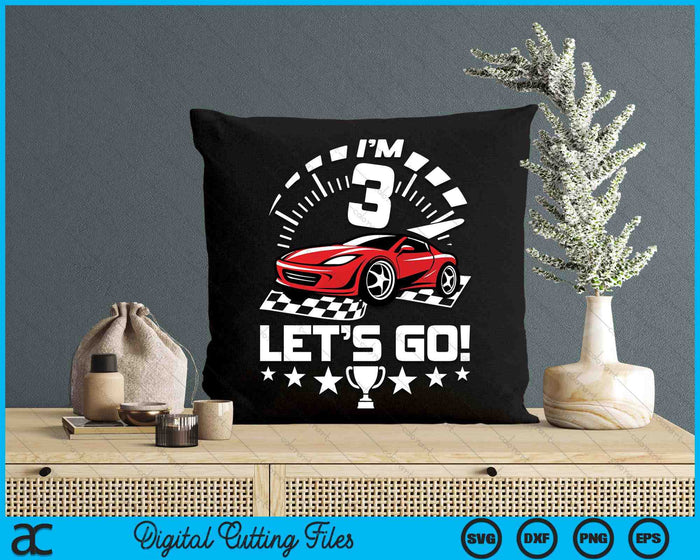 Kids 3 Year Old Race Car 3rd Birthday Racing Racecar SVG PNG Digital Printable Files Kids 3 Year Old Race Car 3rd Birthday Racing Racecar SVG PNG Digital Printable Files