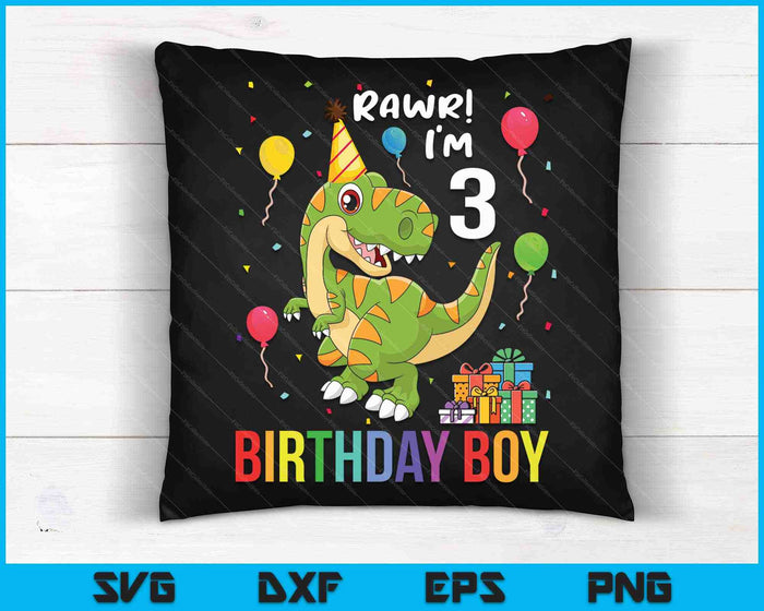 Kids 3 Year Old Shirt 3rd Birthday Boy T Rex Dinosaur SVG PNG Cutting Printable Files Kids 3 Year Old Shirt 3rd Birthday Boy T Rex Dinosaur SVG PNG Cutting Printable Files