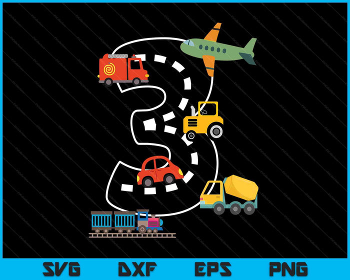 Kids 3 Year Old Transportation Birthday Car Train Plane 3rd SVG PNG Digital Printable Files Kids 3 Year Old Transportation Birthday Car Train Plane 3rd SVG PNG Digital Printable Files