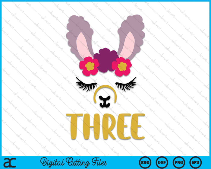 Kids 3 Years Old Three Funny Llama SVG PNG Digital Cutting Files Kids 3 Years Old Three Funny Llama SVG PNG Digital Cutting Files