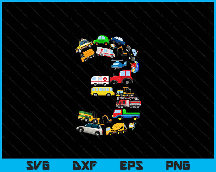 Kids 3rd Birthday For Boys Cars Vehicles Fire Truck Airplane SVG PNG Digital Cutting Files Kids 3rd Birthday For Boys Cars Vehicles Fire Truck Airplane SVG PNG Digital Cutting Files