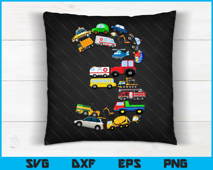 Kids 3rd Birthday For Boys Cars Vehicles Fire Truck Airplane SVG PNG Digital Cutting Files Kids 3rd Birthday For Boys Cars Vehicles Fire Truck Airplane SVG PNG Digital Cutting Files
