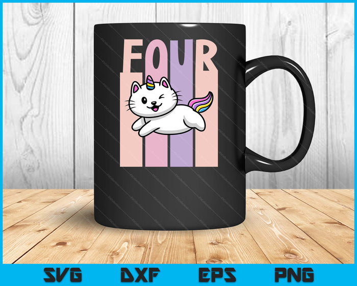 Kids 4 Year Old Cute Caticorn Cat Unicorn Birthday Girl SVG PNG Digital Printable Files Kids 4 Year Old Cute Caticorn Cat Unicorn Birthday Girl SVG PNG Digital Printable Files