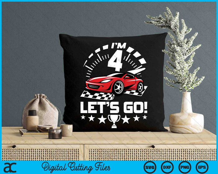 Kids 4 Year Old Race Car 4th Birthday Racing Racecar Boys Girls SVG PNG Digital Printable Files Kids 4 Year Old Race Car 4th Birthday Racing Racecar Boys Girls SVG PNG Digital Printable Files