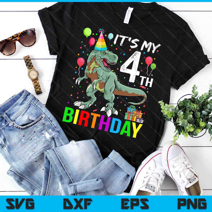 Kids 4 Year Old 4th Birthday Boy T Rex Dinosaur SVG PNG Digital Cutting Files Kids 4 Year Old 4th Birthday Boy T Rex Dinosaur SVG PNG Digital Cutting Files