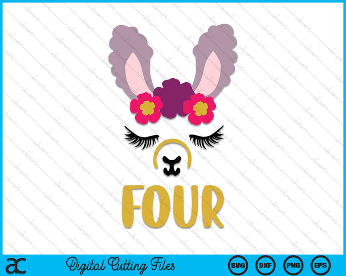 Kids 4 Years Old Four Funny Llama SVG PNG Digital Cutting Files Kids 4 Years Old Four Funny Llama SVG PNG Digital Cutting Files