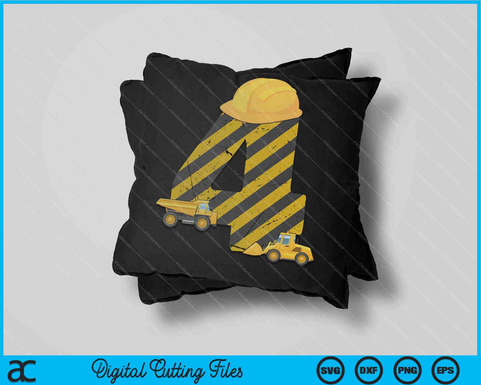 Kids 4th Birthday Digger 4 Years Builder Excavator SVG PNG Cutting Printable Files Kids 4th Birthday Digger 4 Years Builder Excavator SVG PNG Cutting Printable Files