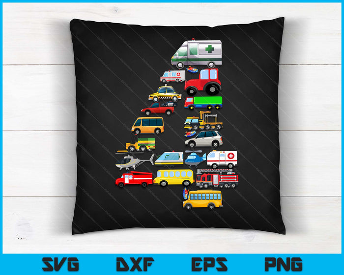 Kids 4th Birthday For Boys Cars Vehicles Fire Truck Airplane SVG PNG Digital Printable Files Kids 4th Birthday For Boys Cars Vehicles Fire Truck Airplane SVG PNG Digital Printable Files