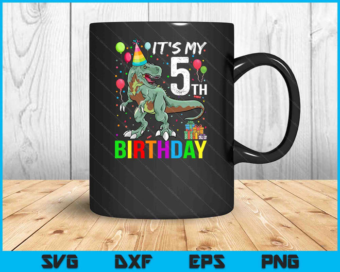 Kids 5 Year Old 5th Birthday Boy T Rex Dinosaur SVG PNG Digital Cutting Files Kids 5 Year Old 5th Birthday Boy T Rex Dinosaur SVG PNG Digital Cutting Files